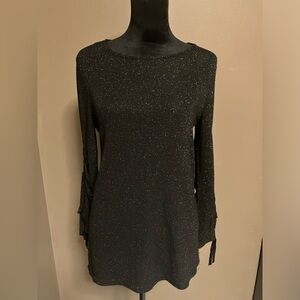 Juicy Couture Women's Lurex Cinched Sleeve Top M Pitch Black